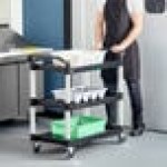 Choice Black Utility / Bussing Cart with Three Shelves - 42 Choice Black Utility / Bussing Cart with Three Shelves - 42