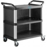 Choice Black Utility / Bussing Cart with Three Shelves - 42 Choice Black Utility / Bussing Cart with Three Shelves - 42