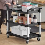Choice Black Utility / Bussing Cart with Three Shelves - 42 Choice Black Utility / Bussing Cart with Three Shelves - 42