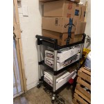 Choice Black Utility / Bussing Cart with Three Shelves - 42 Choice Black Utility / Bussing Cart with Three Shelves - 42
