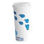 EcoChoice 24 oz. Leaf Print Compostable Paper Hot Cup and PLA Lid - 50/Case