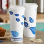 EcoChoice 24 oz. Leaf Print Compostable Paper Hot Cup and PLA Lid - 50/Case