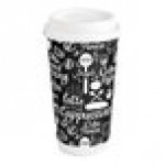 EcoChoice 24 oz. Leaf Print Compostable Paper Hot Cup and PLA Lid - 50/Case