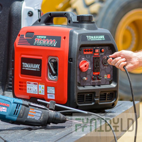 Tomahawk Inverter Series Gasoline-Powered Portable Inverter Generator with Recoil Pull Start TG3000i - 3,000 / 3,300W, 120V