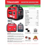 Tomahawk Inverter Series Gasoline-Powered Portable Inverter Generator with Recoil Pull Start TG3000i - 3,000 / 3,300W, 120V Tomahawk Inverter Series Gasoline-Powered Portable Inverter Generator with Recoil Pull Start TG3000i - 3,000 / 3,300W, 120V