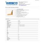 Wesco Industrial Products 272462 2,200 lb. Manual High Lift Pallet Truck with 21 Wesco Industrial Products 272462 2,200 lb. Manual High Lift Pallet Truck with 21