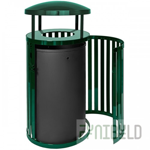 Ex-Cell Kaiser SCTP-40 D HGR Streetscape Hunter Green Gloss 45 Gallon Round Outdoor Trash Can with Canopy and Door