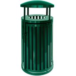 Ex-Cell Kaiser SCTP-40 D HGR Streetscape Hunter Green Gloss 45 Gallon Round Outdoor Trash Can with Canopy and Door
