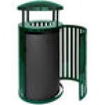 Ex-Cell Kaiser SCTP-40 D HGR Streetscape Hunter Green Gloss 45 Gallon Round Outdoor Trash Can with Canopy and Door