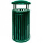 Ex-Cell Kaiser SCTP-40 D HGR Streetscape Hunter Green Gloss 45 Gallon Round Outdoor Trash Can with Canopy and Door