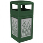 Commercial Zone 732916199 42 Gallon Black Square Trash Can with Stainless Steel Reed Panels and Dome Lid Commercial Zone 732916199 42 Gallon Black Square Trash Can with Stainless Steel Reed Panels and Dome Lid