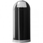 Witt Industries 15DTBK 15 Gallon Black Steel Round Indoor Decorative Trash Can with Push Door Dome Lid Witt Industries 15DTBK 15 Gallon Black Steel Round Indoor Decorative Trash Can with Push Door Dome Lid