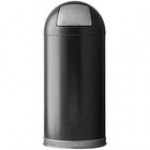 Witt Industries 15DTBK 15 Gallon Black Steel Round Indoor Decorative Trash Can with Push Door Dome Lid Witt Industries 15DTBK 15 Gallon Black Steel Round Indoor Decorative Trash Can with Push Door Dome Lid