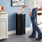 Lancaster Table & Seating 15 Gallon Black Steel Round Decorative Trash Can with Open Top Lid Lancaster Table & Seating 15 Gallon Black Steel Round Decorative Trash Can with Open Top Lid
