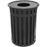 Witt Industries M5001-FT-BN Oakley Standard 50 Gallon Brown Steel Decorative Trash Can with Flat Top Lid Witt Industries M5001-FT-BN Oakley Standard 50 Gallon Brown Steel Decorative Trash Can with Flat Top Lid