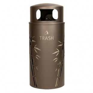 Ex-Cell Kaiser NS33-BB T BRZX Nature Series 33 Gallon Steel Brown Bamboo Round Trash Can Ex-Cell Kaiser NS33-BB T BRZX Nature Series 33 Gallon Steel Brown Bamboo Round Trash Can