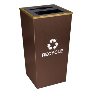 Ex-Cell Kaiser RC-MTR-34 COMBO HCPR Metro Companion XL Square 34 Gallon Hammered Copper Two Recycling Bin