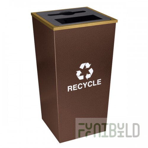 Ex-Cell Kaiser RC-MTR-34 COMBO HCPR Metro Companion XL Square 34 Gallon Hammered Copper Two Recycling Bin