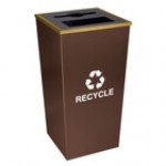 Ex-Cell Kaiser RC-MTR-34 COMBO HCPR Metro Companion XL Square 34 Gallon Hammered Copper Two Recycling Bin