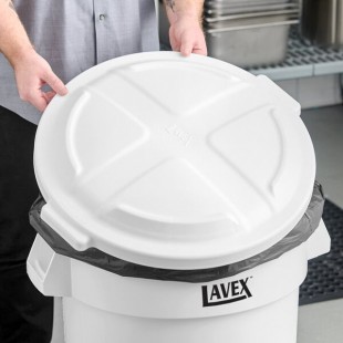 Lavex 32 Gallon White Round Dome Trash Can Lid