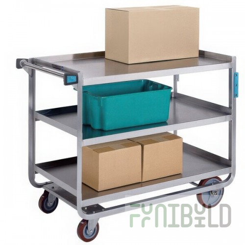 Lakeside 949 Extra Heavy Duty Stainless Steel 3 Shelf Utility Cart - 25 7/8