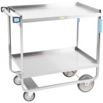 Lakeside 743 Heavy-Duty Stainless Steel 2 Shelf Utility Cart - 22 3/8 Lakeside 743 Heavy-Duty Stainless Steel 2 Shelf Utility Cart - 22 3/8