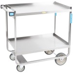 Lakeside 743 Heavy-Duty Stainless Steel 2 Shelf Utility Cart - 22 3/8 Lakeside 743 Heavy-Duty Stainless Steel 2 Shelf Utility Cart - 22 3/8
