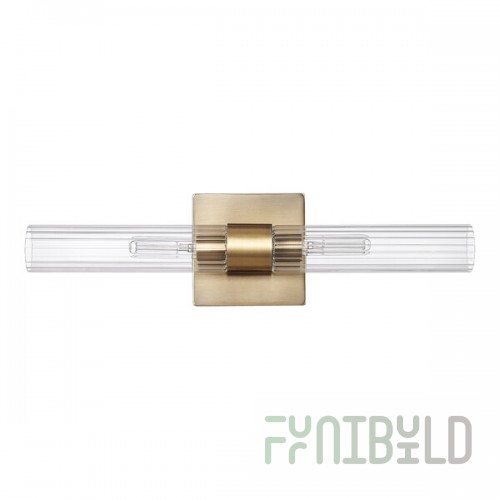Globe 2-Light Soft Glam Matte Brass Vanity Light with Cylindrical Glass Shades - 120V, 40W