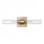 Globe 2-Light Soft Glam Matte Brass Vanity Light with Cylindrical Glass Shades - 120V, 40W Globe 2-Light Soft Glam Matte Brass Vanity Light with Cylindrical Glass Shades - 120V, 40W