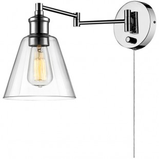 Globe Industrial Chrome / Clear Glass Plug-In or Hardwire Wall Sconce - 120V, 60W Globe Industrial Chrome / Clear Glass Plug-In or Hardwire Wall Sconce - 120V, 60W