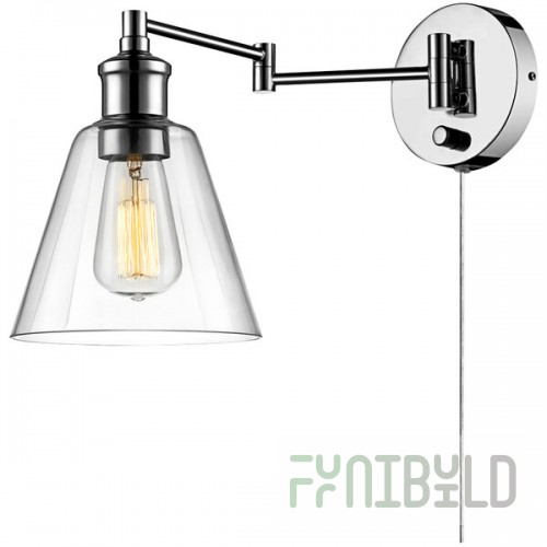Globe Industrial Chrome / Clear Glass Plug-In or Hardwire Wall Sconce - 120V, 60W