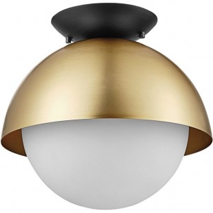 Globe Industrial Luxe Matte Brass / Matte Black Flush Mount Light - 120V, 60W Globe Industrial Luxe Matte Brass / Matte Black Flush Mount Light - 120V, 60W