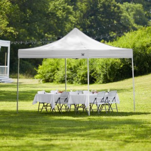 Backyard Pro Courtyard Series 10' x 10' White Straight Leg Heavy-Duty Aluminum Instant Pop-Up Canopy Tent Backyard Pro Courtyard Series 10' x 10' White Straight Leg Heavy-Duty Aluminum Instant Pop-Up Canopy Tent