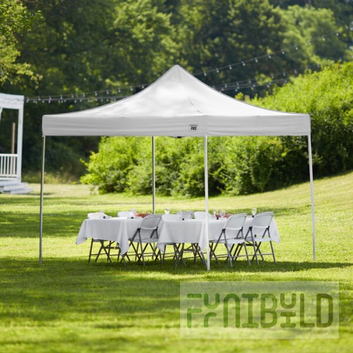 Backyard Pro Courtyard Series 10' x 10' White Straight Leg Heavy-Duty Aluminum Instant Pop-Up Canopy Tent
