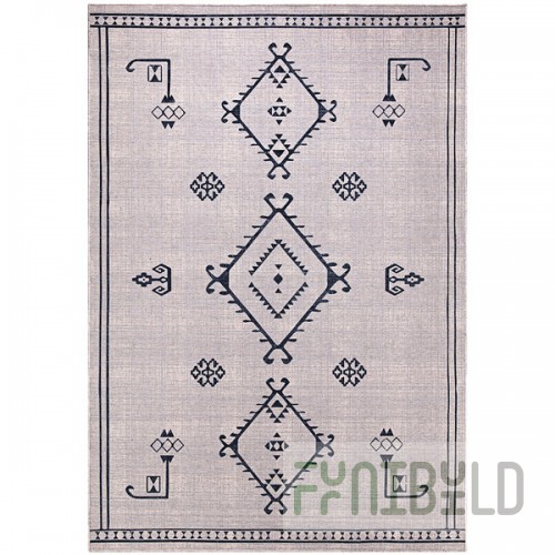 Abani Molana Collection 4' x 6' Cream / Gray Moroccan Folk Area Rug