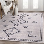 Abani Molana Collection 4' x 6' Cream / Gray Moroccan Folk Area Rug Abani Molana Collection 4' x 6' Cream / Gray Moroccan Folk Area Rug