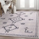 Abani Molana Collection 4' x 6' Cream / Gray Moroccan Folk Area Rug Abani Molana Collection 4' x 6' Cream / Gray Moroccan Folk Area Rug