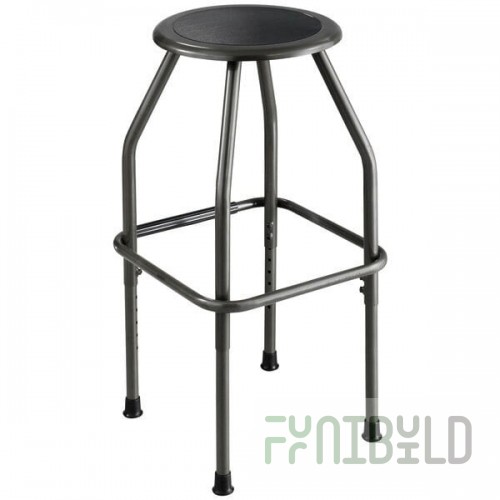 Safco 6666 Diesel Series Pewter Steel Frame Industrial Stool with Padded Seat