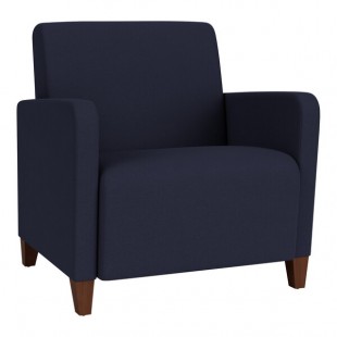 Lesro Ravenna Open House Navy Fabric Oversized Guest Arm Chair with Walnut Wood Legs