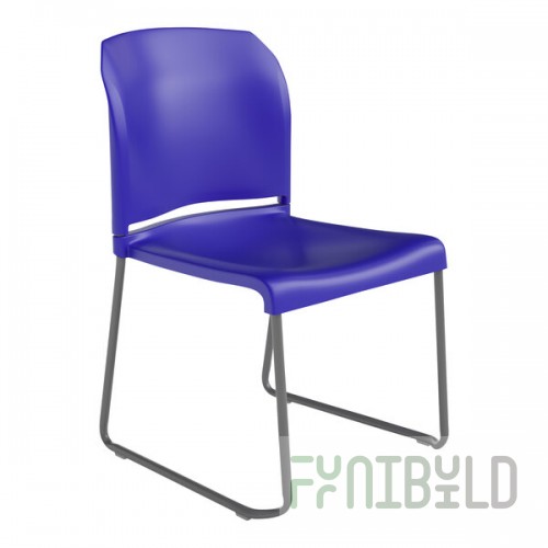 Flash Furniture Hercules Blue Full-Back Contoured Stacking Chair with Gray Sled Base