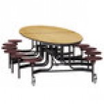 National Public Seating METS-PWPECR 10' Elliptical Mobile Plywood Cafeteria Table with Chrome Frame, ProtectEdge, and 12 Stools National Public Seating METS-PWPECR 10' Elliptical Mobile Plywood Cafeteria Table with Chrome Frame, ProtectEdge, and 12 Stools