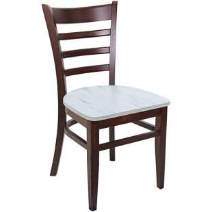 BFM Seating Berkeley Dark Walnut Beechwood Ladder Back Side Chair with Relic Antique Wash Seat
