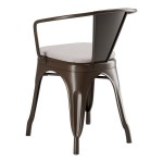 Lancaster Table & Seating Alloy Copper Outdoor Arm Chair with Gray Fabric Magnetic Cushion