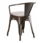 Lancaster Table & Seating Alloy Copper Outdoor Arm Chair with Gray Fabric Magnetic Cushion