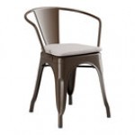 Lancaster Table & Seating Alloy Copper Outdoor Arm Chair with Gray Fabric Magnetic Cushion