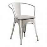 Lancaster Table & Seating Alloy Copper Outdoor Arm Chair with Gray Fabric Magnetic Cushion
