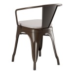Lancaster Table & Seating Alloy Copper Outdoor Arm Chair with Gray Fabric Magnetic Cushion