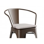 Lancaster Table & Seating Alloy Copper Outdoor Arm Chair with Gray Fabric Magnetic Cushion