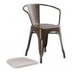 Lancaster Table & Seating Alloy Copper Outdoor Arm Chair with Gray Fabric Magnetic Cushion
