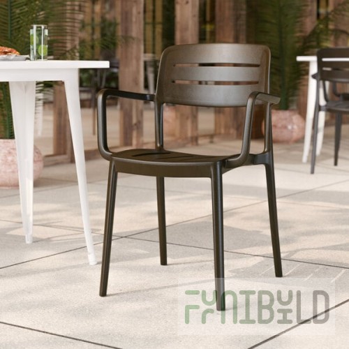 Lancaster Table & Seating Alto Dune Brown Slat Back Resin Arm Chair